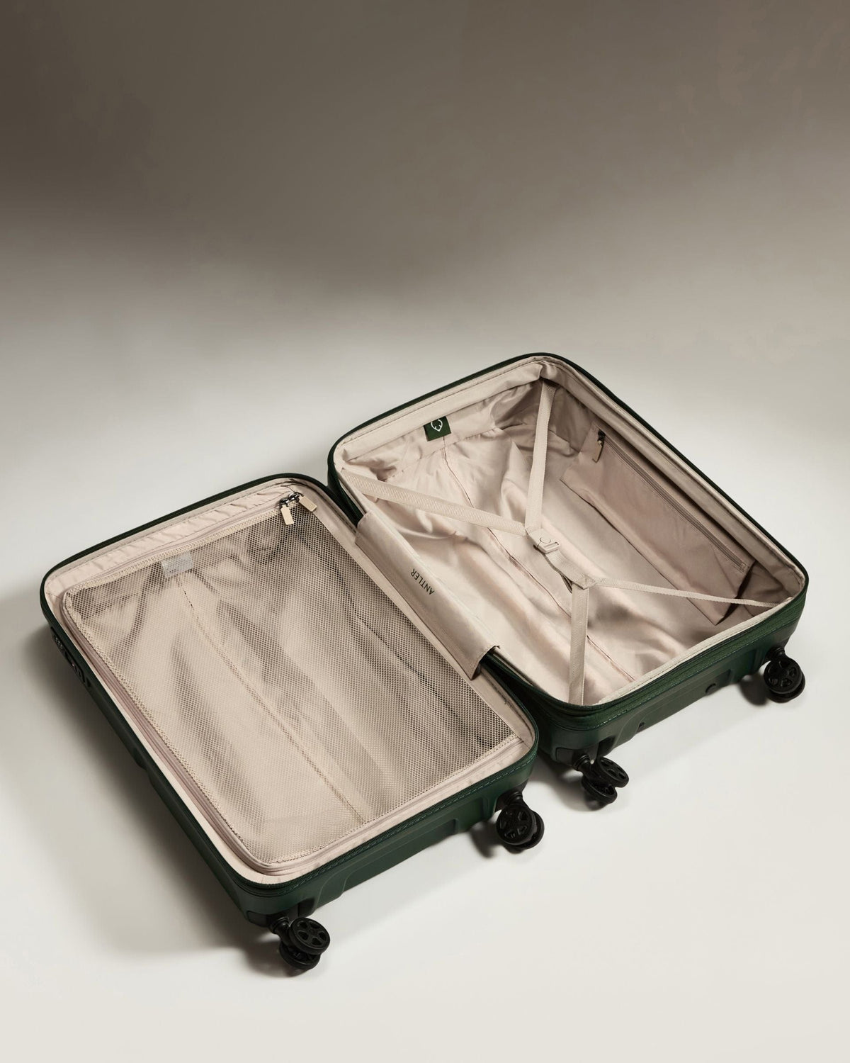 Antler Luggage - Suitcase Set in Antler Green - Single Stripe - Hard Suitcase Suitcase Set in Green - Single Stripe | Cabin Luggage & Large Suitcases