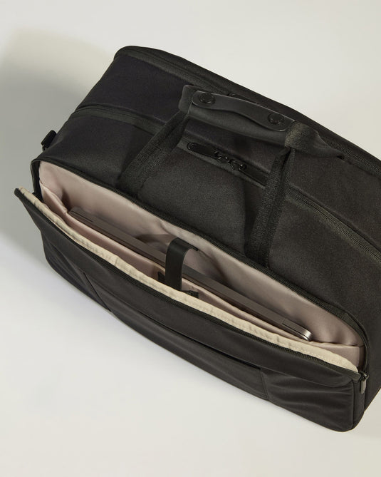 a black bag with a laptop inside