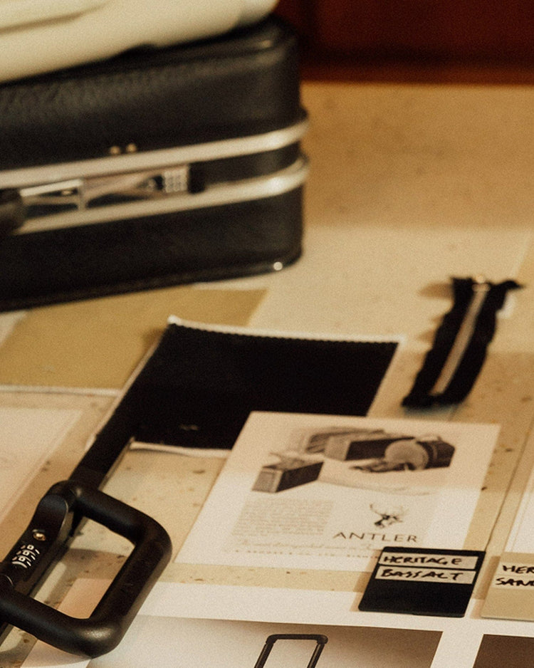 a suitcase and a handle on a table