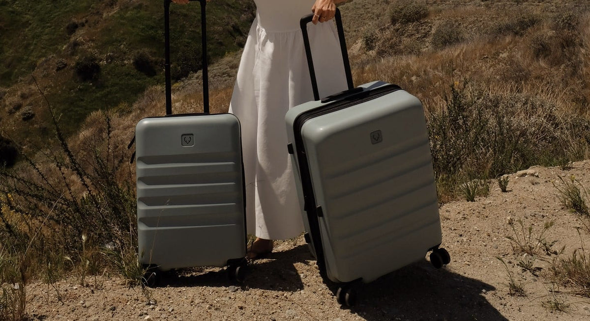 a person in a white dress holding luggage