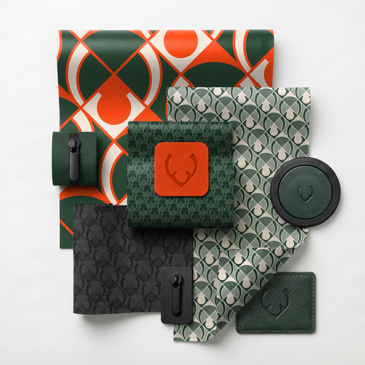 a group of different colored fabric