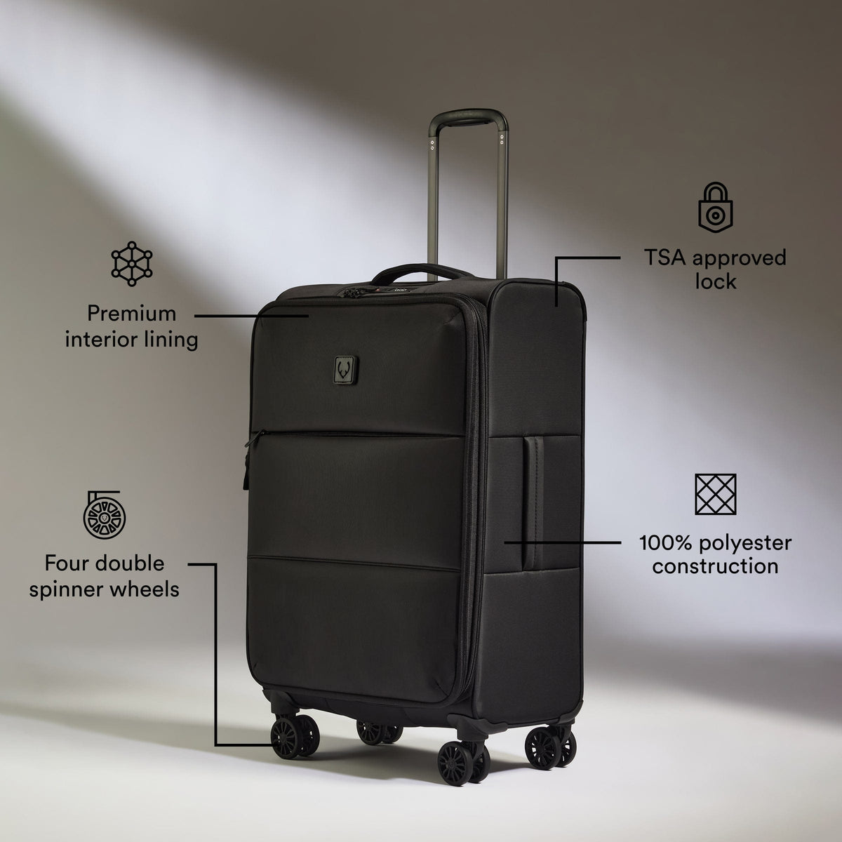 a black suitcase with wheels