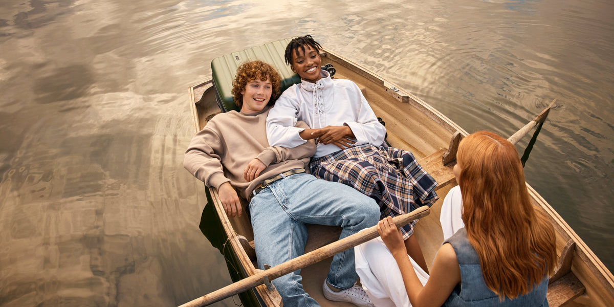 a group of people in a boat