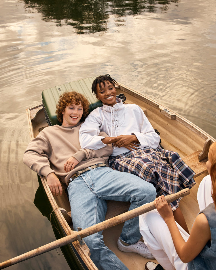 a couple of people in a boat