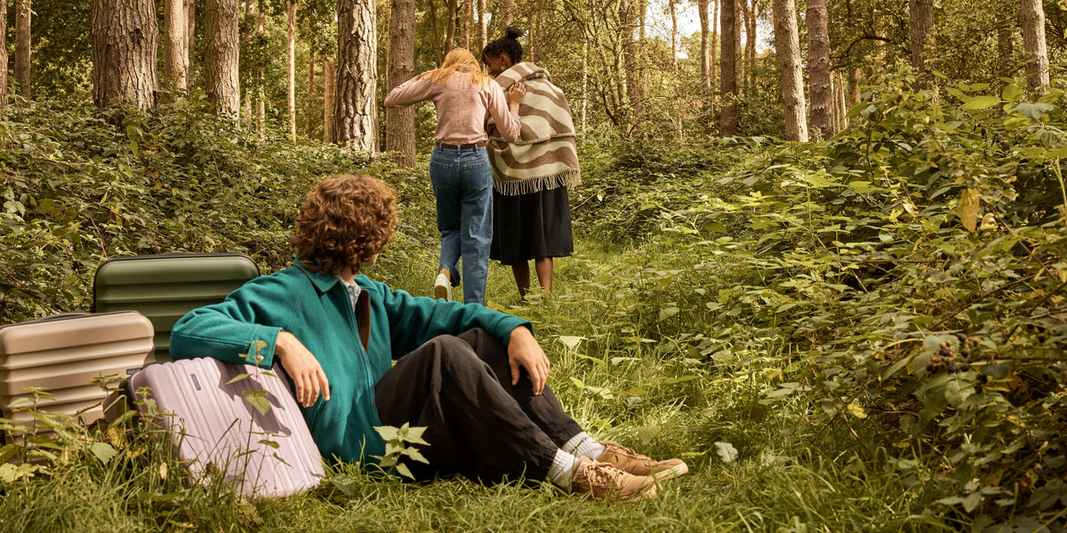 a group of people in the woods
