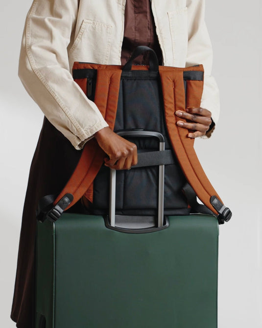 a person holding a suitcase