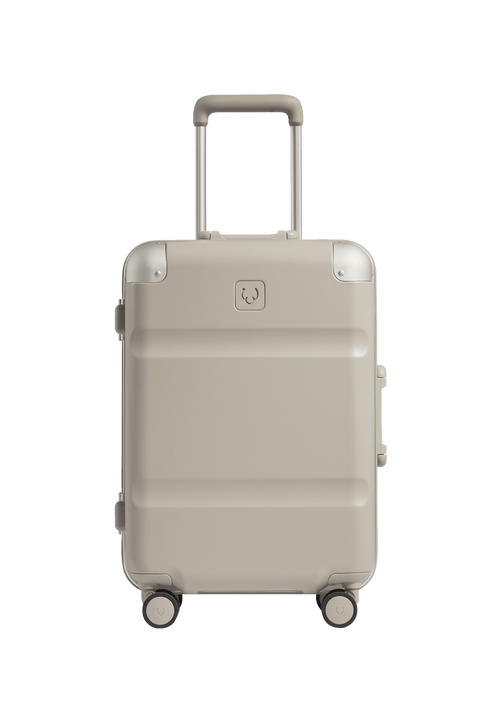 a grey suitcase with wheels