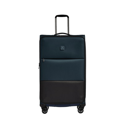 a blue and black suitcase