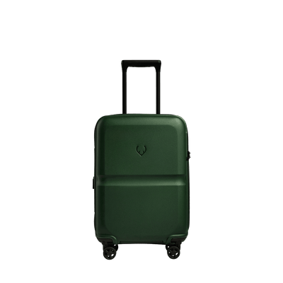 a green suitcase with wheels