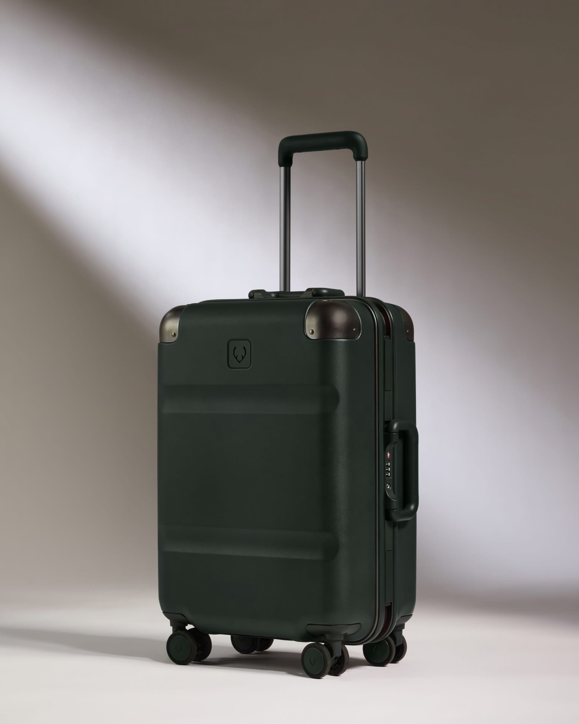 Antler Luggage -  Cabin Suitcase in Dark Forest Green - Heritage Stripe - Hard Suitcase - Standard Cabin Heritage Stripe Cabin in Dark Forest Green | Premium Hard Shell Carry-On Suitcase