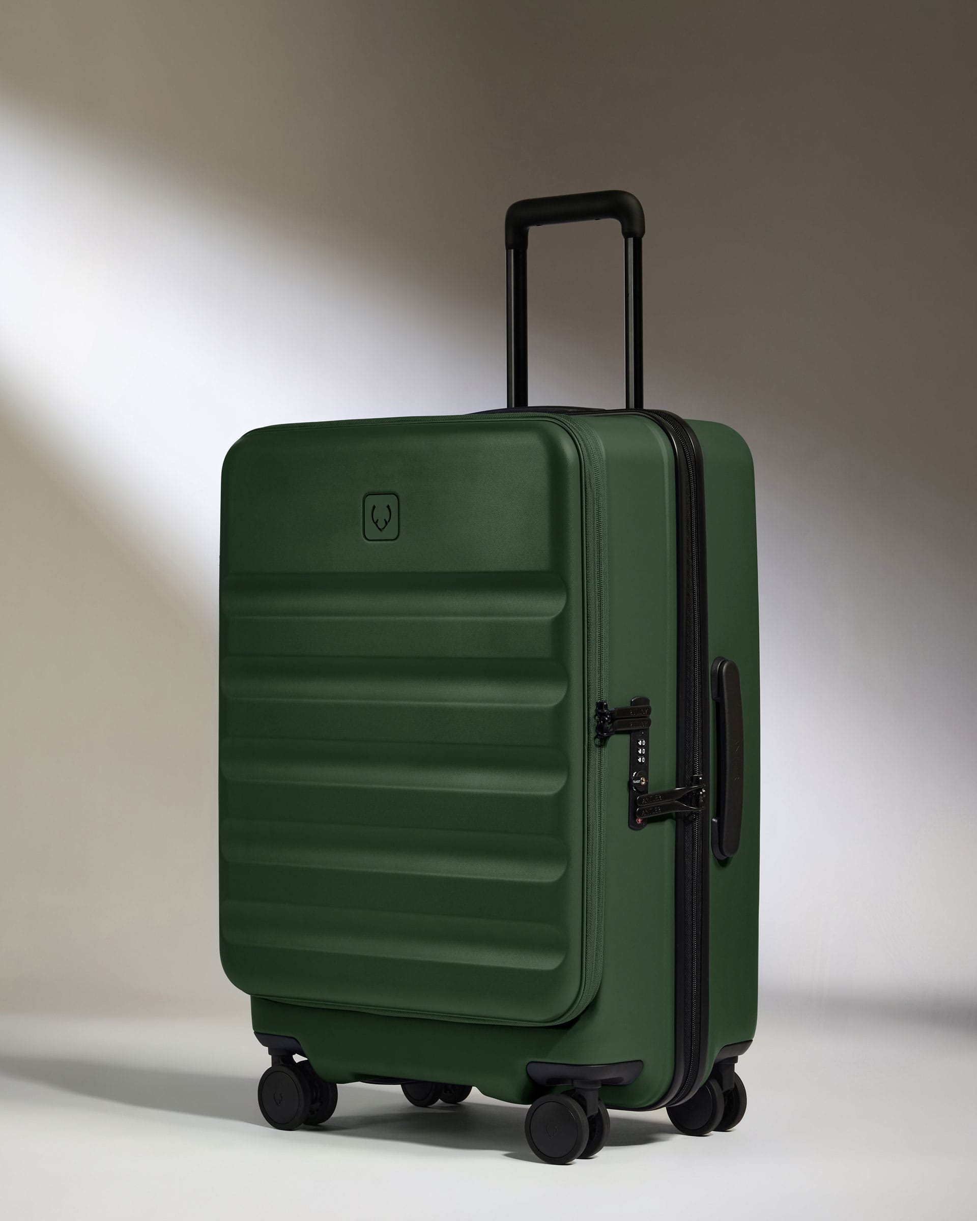 Antler Luggage -  Expandable Dual Opening Cabin Suitcase Set in Antler Green - Icon Stripe - Hard Suitcase - Expander Cabin Set Expandable Dual Opening Cabin Suitcase Set in Green