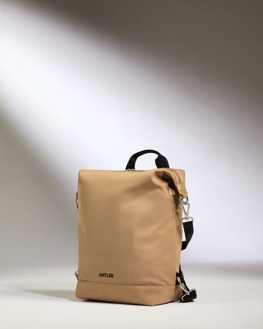 Antler Luggage -  Icon 2-in-1 Tote Backpack in Sand - Backpack Icon 2-in-1 Tote and Backpack in Beige | Travel & Lifestyle Bags | Convertible Bag