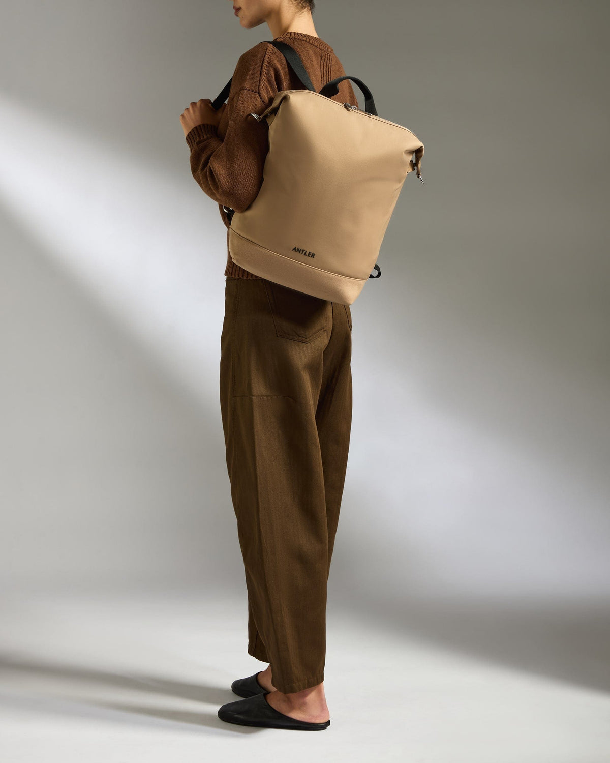 Antler Luggage -  Icon 2-in-1 Tote Backpack in Sand - Backpack Icon 2-in-1 Tote and Backpack in Beige | Travel & Lifestyle Bags | Convertible Bag