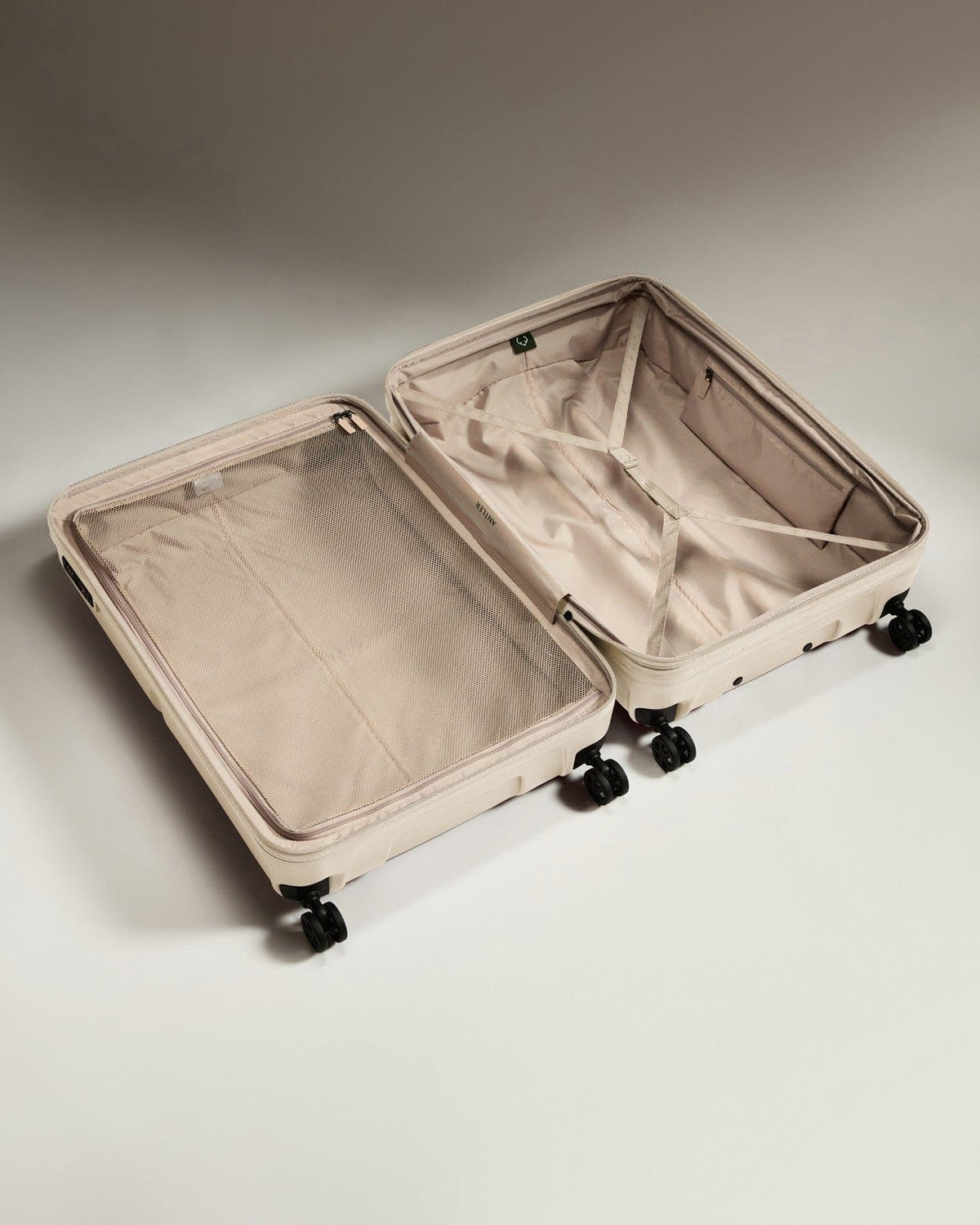 Antler Luggage -  Large Suitcase in Wheat Beige - Single Stripe - Hard Suitcase - Large Large Suitcase in Beige - Single Stripe | Checked Luggage & Large Suitcases