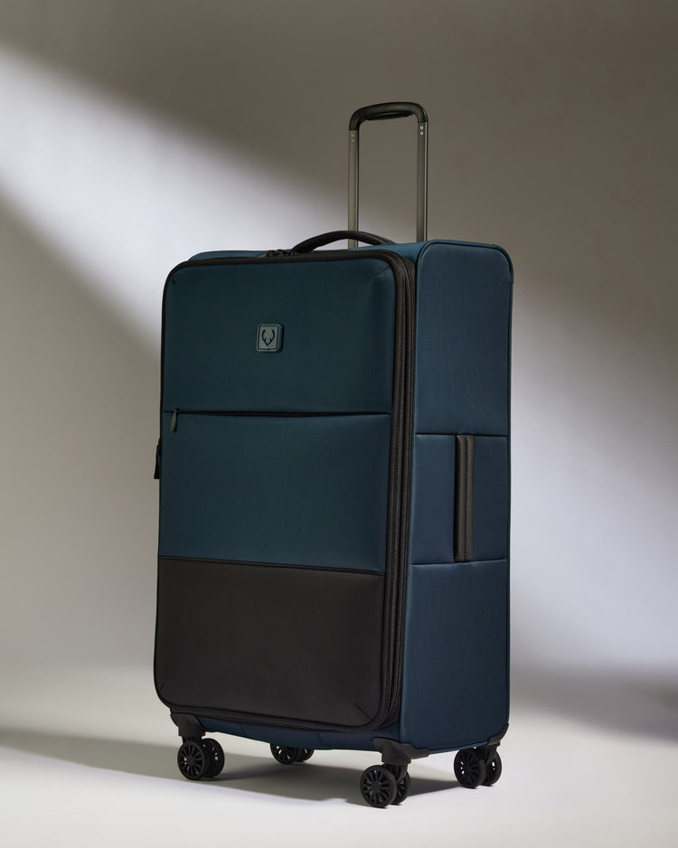 Antler Luggage -  Lightest Large Suitcase in Indigo Blue - Soft Stripe 2.0 - Soft Suitcase Lightest Large Suitcase in Navy - Soft Stripe 2.0 | Soft Checked Suitcase