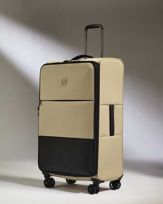 Antler Luggage -  Lightest Large Suitcase in Sand - Soft Stripe 2.0 - Soft Suitcase Lightest Large Suitcase in Sand Beige - Soft Stripe 2.0 | Soft Checked Suitcase