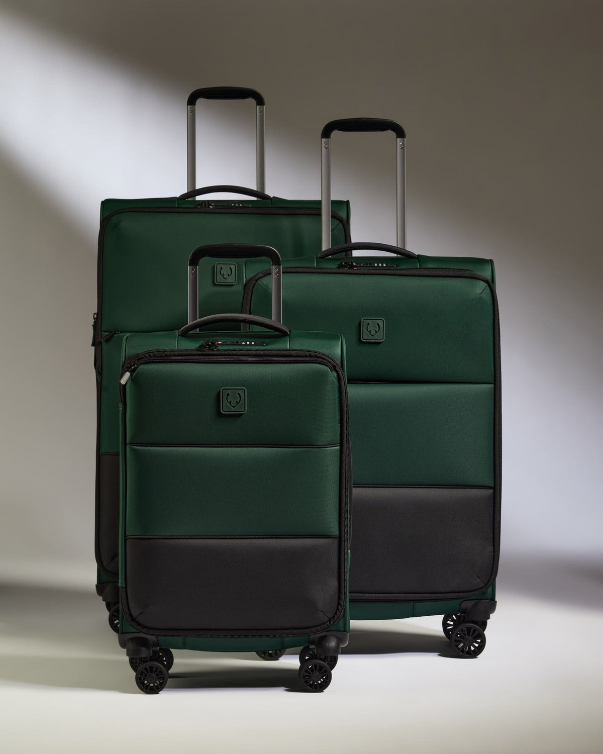 Antler Luggage -  Lightest Suitcase Set in Antler Green - Soft Stripe 2.0 - Soft Suitcase Lightest Suitcase Set in Green - Soft Stripe 2.0 | Soft Luggage Set