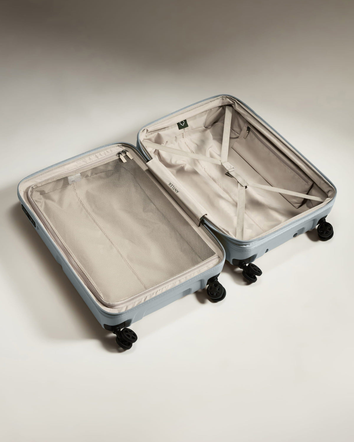 Antler Luggage -  Medium Suitcase in Salt Blue - Single Stripe - Hard Suitcase - Medium Medium Suitcase in Salt Blue - Single Stripe | Check Luggage