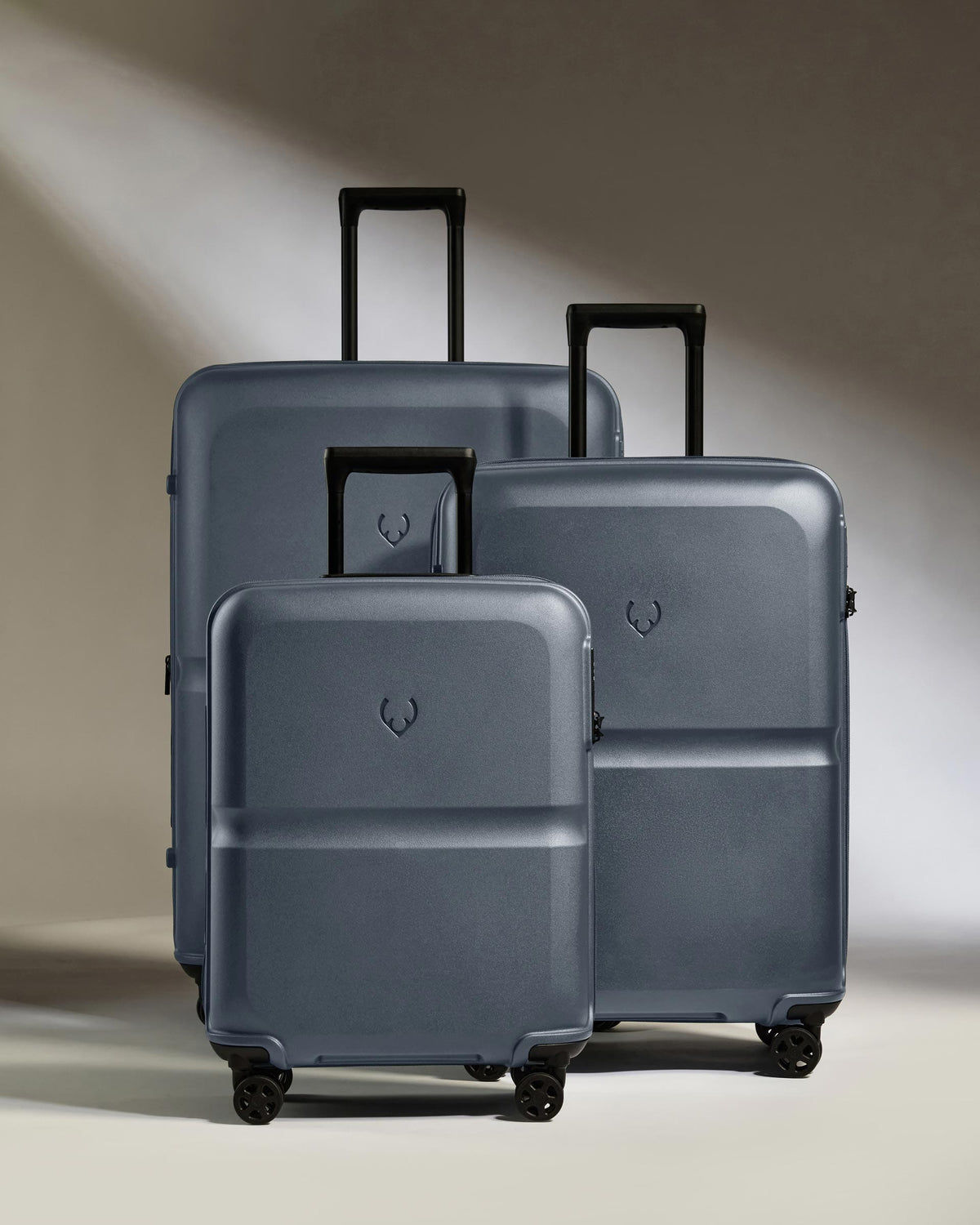 Antler Luggage -  Suitcase Set in Atlantic Grey - Single Stripe - Hard Suitcase - Standard Cabin Set Suitcase Set in Grey - Single Stripe | Cabin Luggage & Large Suitcases