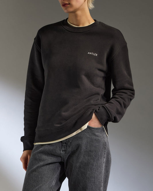 Antler Luggage -  Travel Essential Sweatshirt in Charcoal Black - Apparel Travel Essential Sweatshirt in Black | Travel Clothing & Accessories