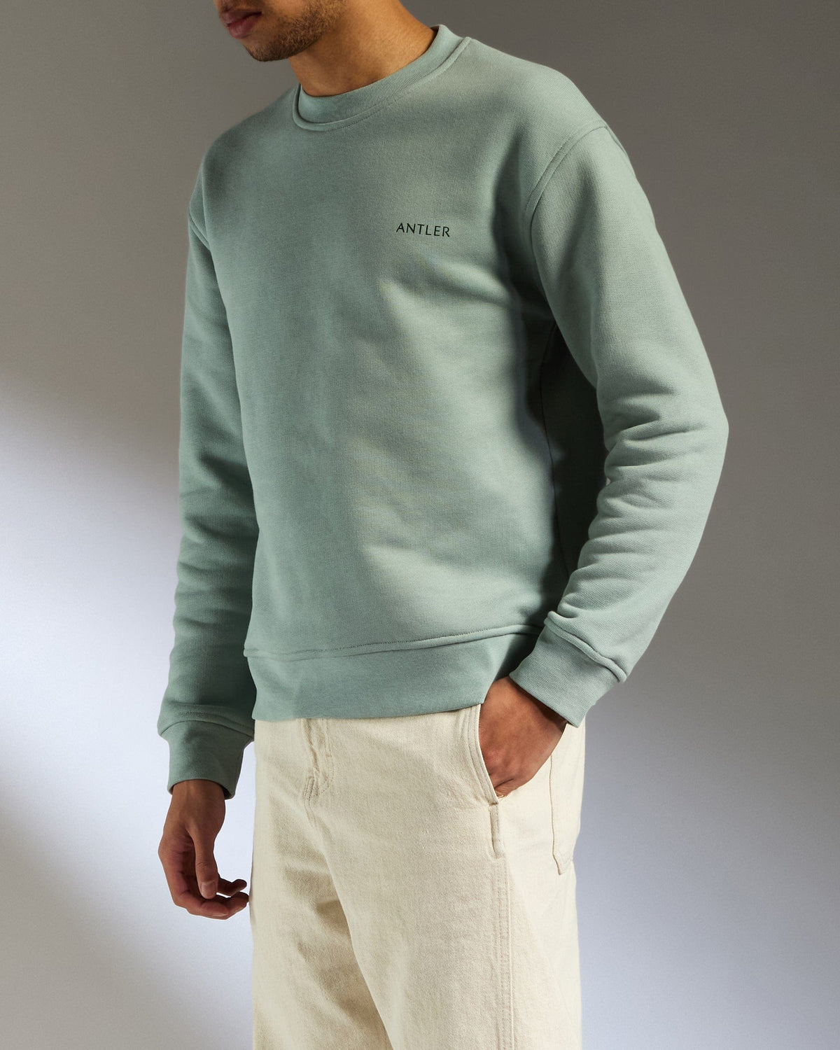Antler Luggage -  Travel Essential Sweatshirt in Mist Blue - Apparel Travel Essential Sweatshirt in Blue | Travel Clothing & Accessories