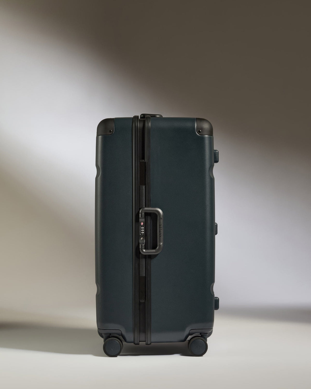 Antler Luggage -  Trunk Suitcase in Basalt Navy - Heritage Stripe - Hard Suitcase Trunk Suitcase in Navy - Heritage Stripe | Premium Hard Shell Trunk Luggage