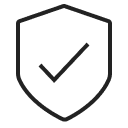 a black shield with a check mark